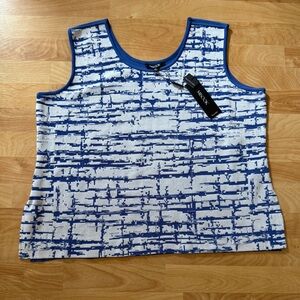 MISOOK woman’s tank style sweater Blue/White size 1X NEW with tags